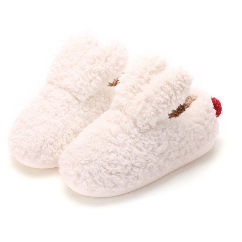 Warm And Non-slip Cute Rabbit Ears Ladies Cotton Shoes Wakaii