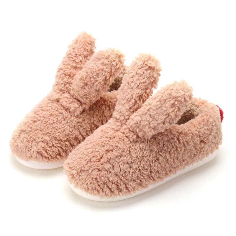 Warm And Non-slip Cute Rabbit Ears Ladies Cotton Shoes Wakaii