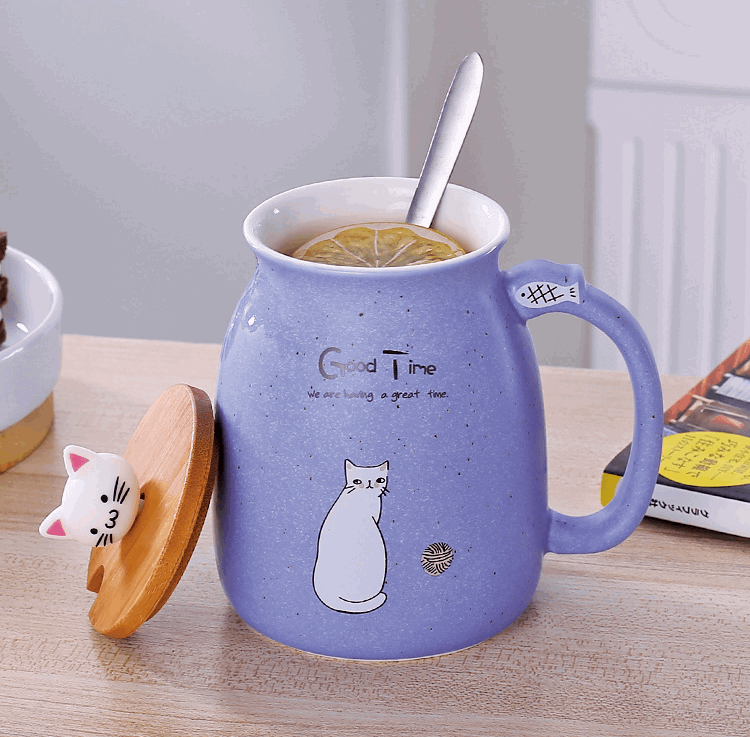 Kawaii Cat Porcelain Cups Wakaii