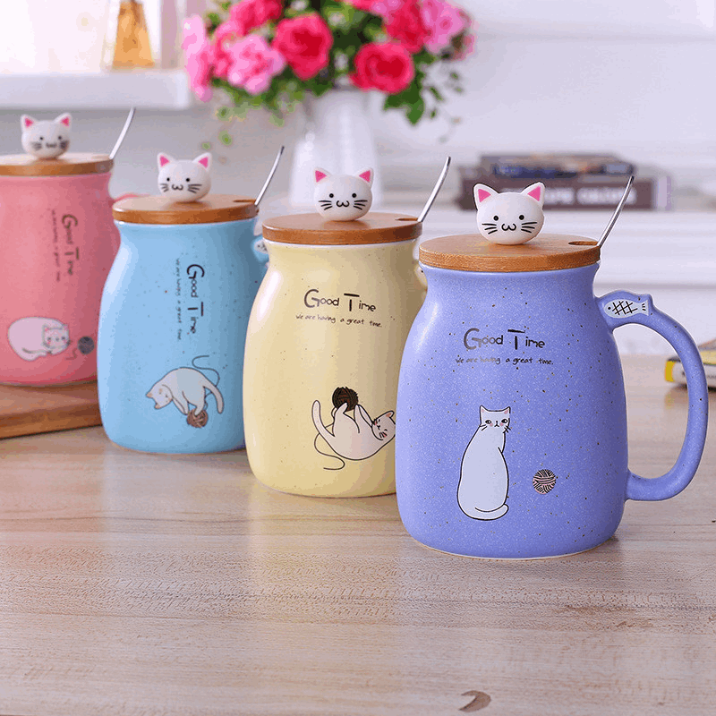 Kawaii Cat Porcelain Cups Wakaii