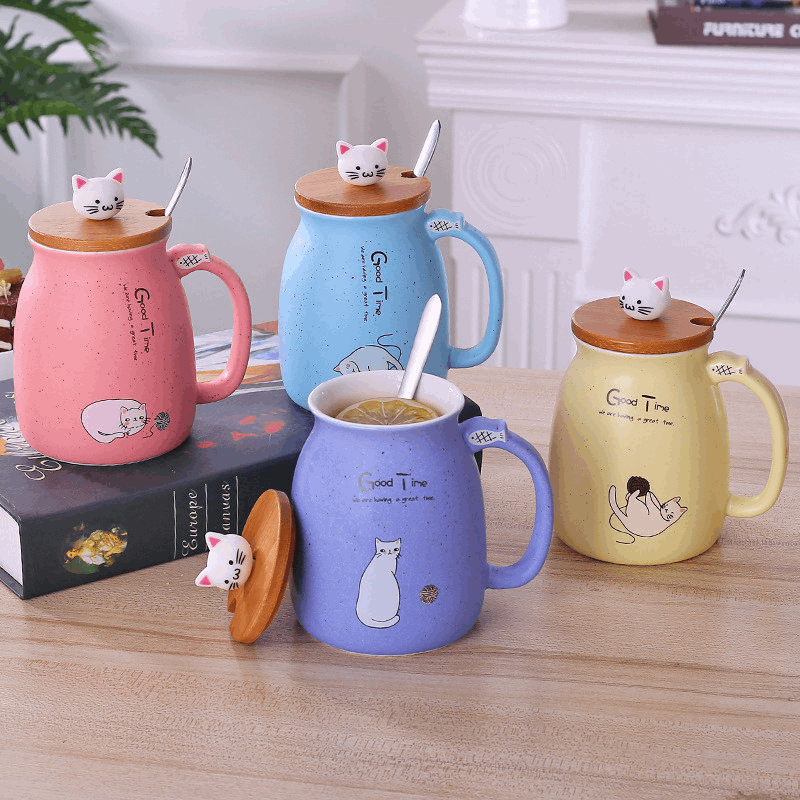 Kawaii Cat Porcelain Cups Wakaii