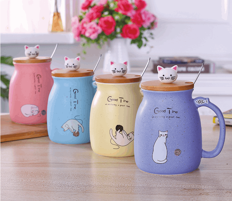 Kawaii Cat Porcelain Cups Wakaii