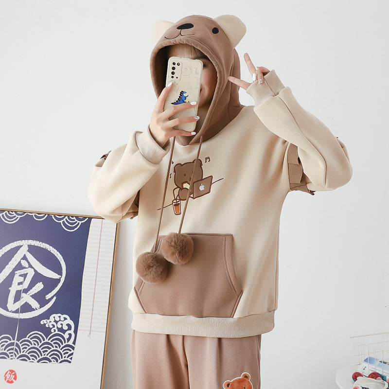 Kawaii Comfy Bear Hoodie Wakaii