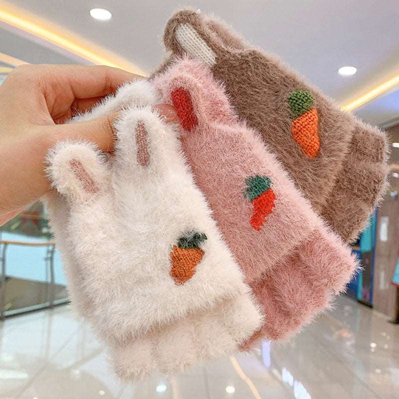 Kawaii Cozy Half Finger Gloves Wakaii