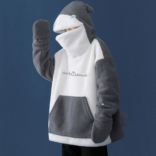 Kawaii Fluffy Shark Hoodie Wakaii