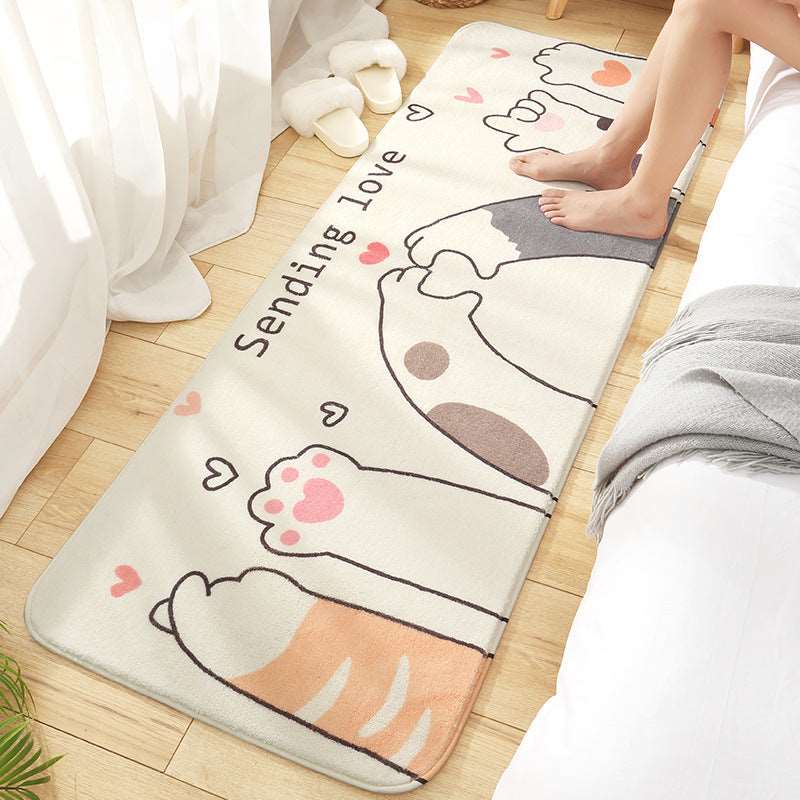 Kawaii Long Fluffy Bedroom Rugs Set 3 Wakaii