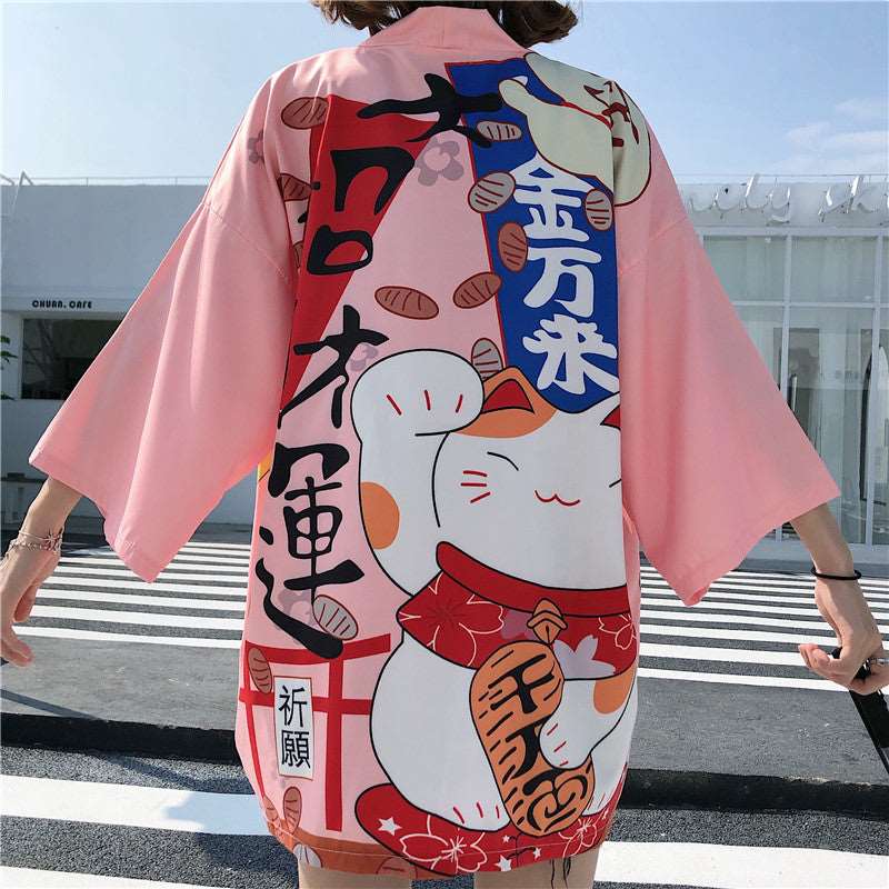 Kawaii Lucky Cat Soft Kimono