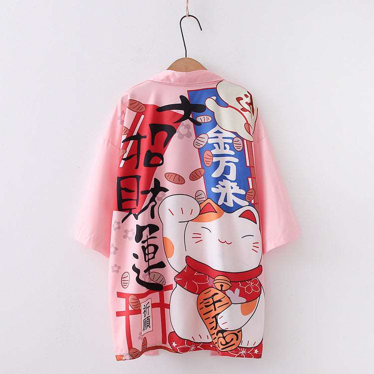 Kawaii Lucky Cat Soft Kimono