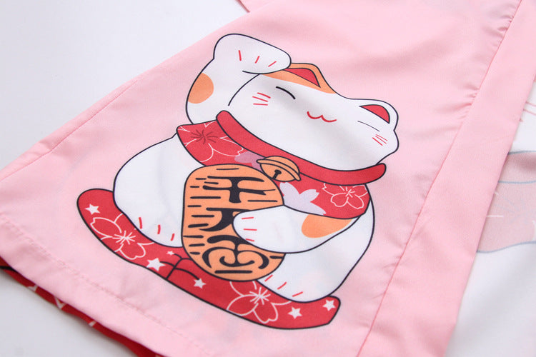 Kawaii Lucky Cat Soft Kimono Wakaii
