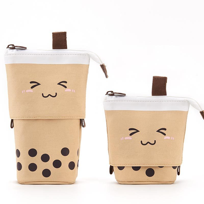 Kawaii Milk Boba Tea Pencil Cases Wakaii