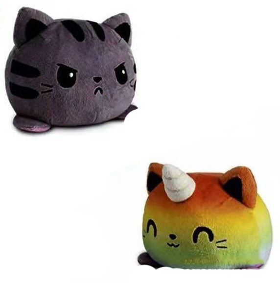 Kawaii Moody Reversible Cat Plushies Wakaii