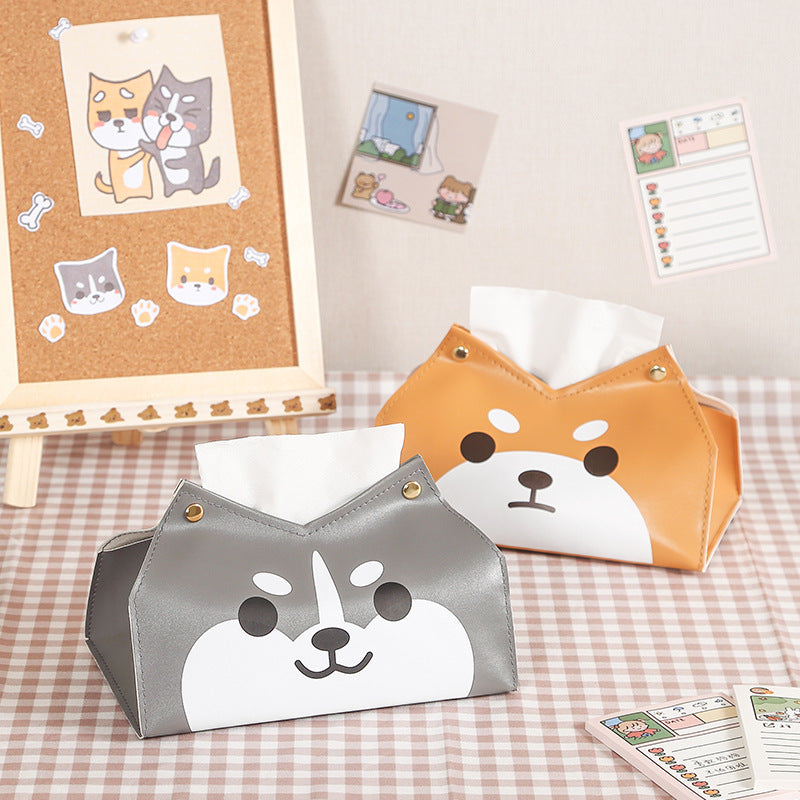 Kawaii Shiba Inu & Husky Leather Tissue Boxes