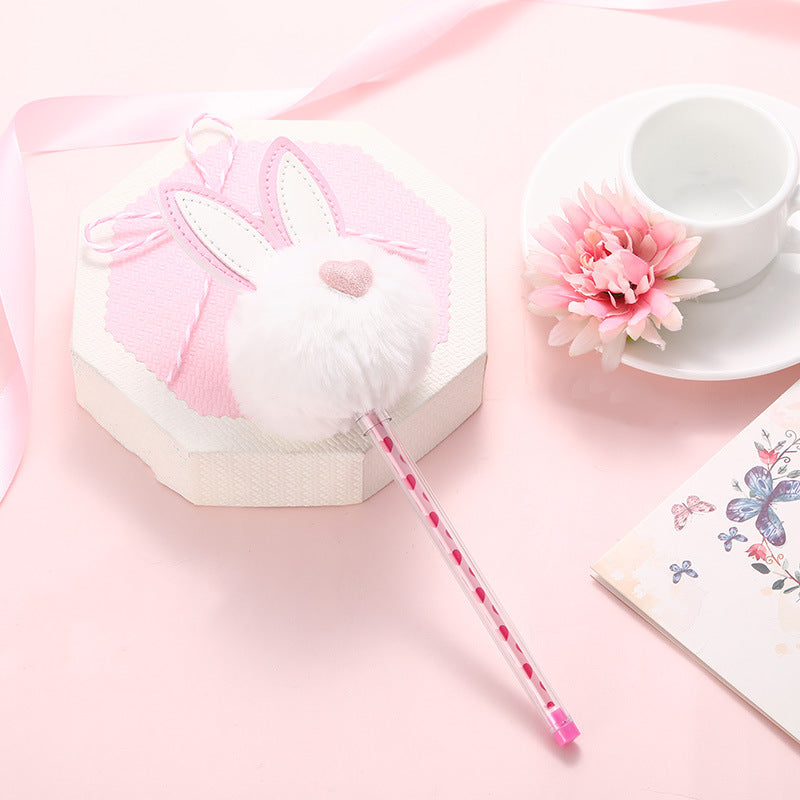 Plush rabbit ear ball gel pen Wakaii