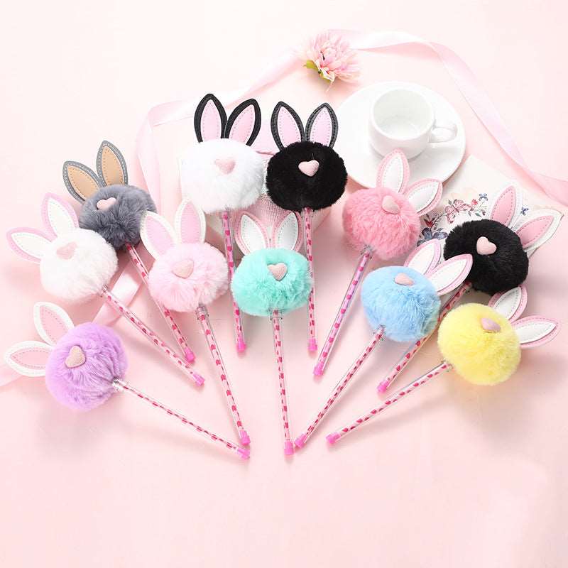 Plush rabbit ear ball gel pen Wakaii