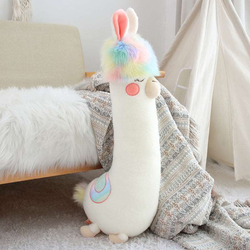 Net Celebrity Dream Colorful Alpaca Sleeping Pillow Grass Mud Horse Girl Birthday Gift Plush Toy Puppet Doll Wakaii