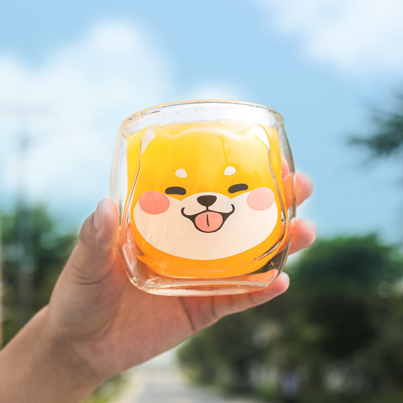 Kawaii Shiba Inu Glass Cup Wakaii