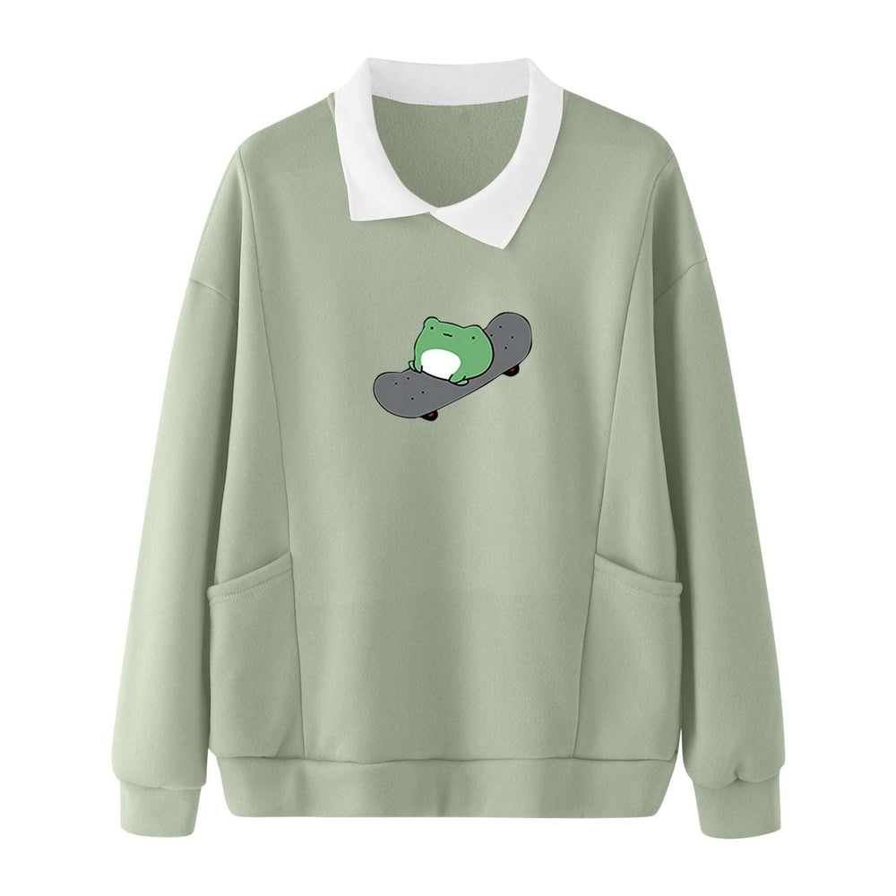 Kawaii Skateboarding Frog Sweatshirt