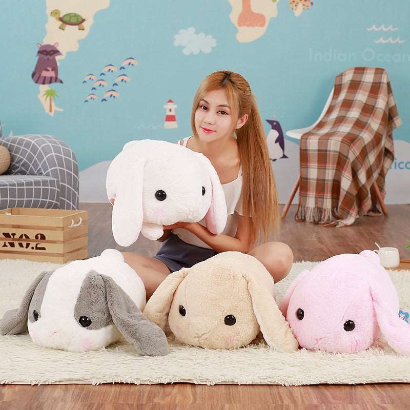 Lop rabbit pillow cartoon plush head rabbit Wakaii