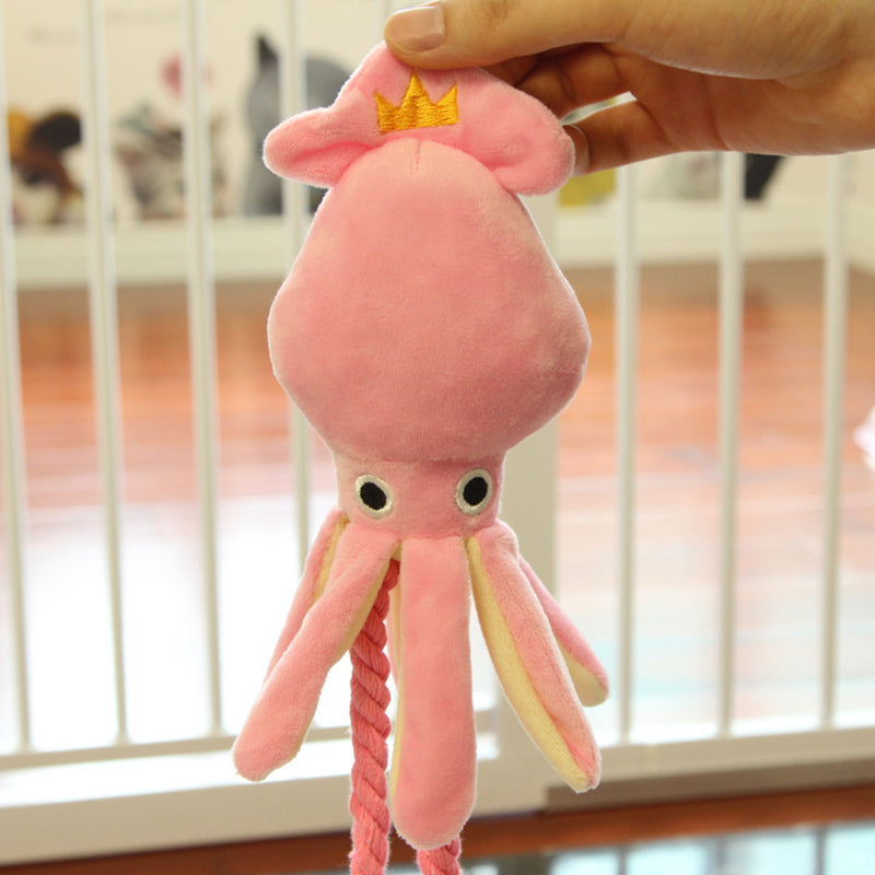 Kawaii Squeaky Pink Octopus Dog Toy Wakaii