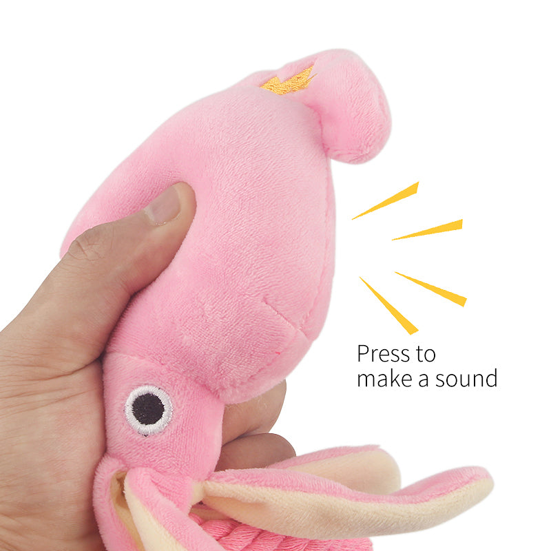 Kawaii Squeaky Pink Octopus Dog Toy Wakaii