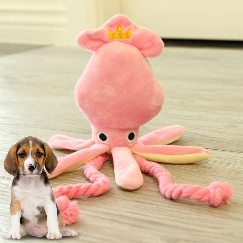 Kawaii Squeaky Pink Octopus Dog Toy