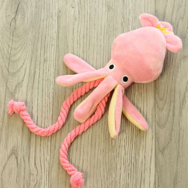Kawaii Squeaky Pink Octopus Dog Toy