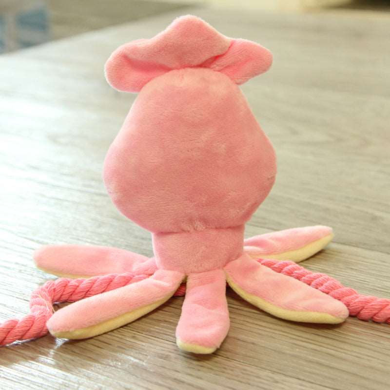 Kawaii Squeaky Pink Octopus Dog Toy