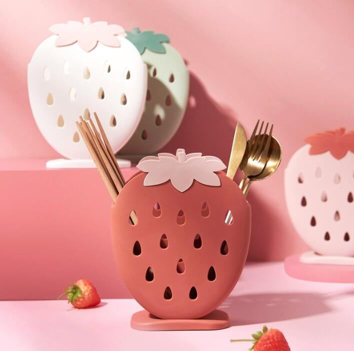 Kawaii Strawberry Cutlery Organizer Wakaii