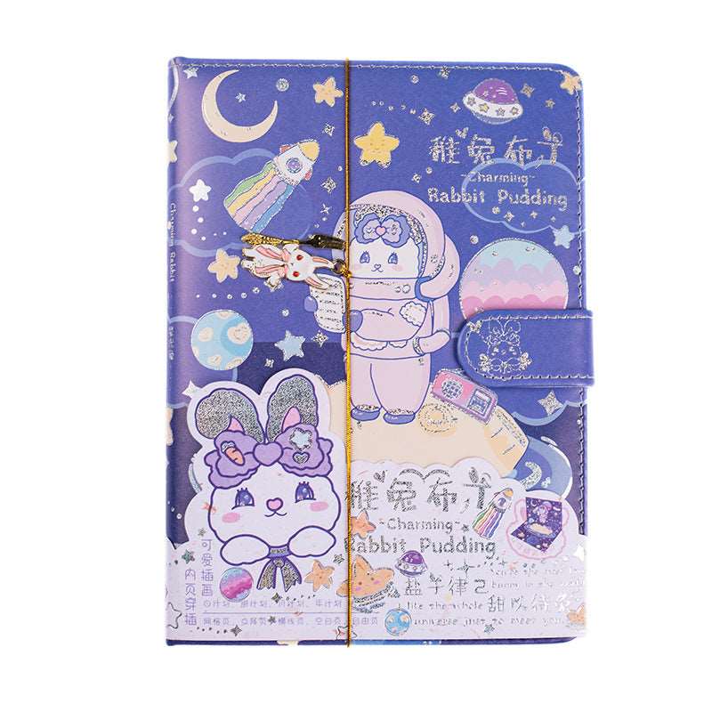 Magnetic Buckle Notebook Juvenile Rabbit Pudding Series Cartoon Cute Wind Hand Account Decoration Material Notebook Wakaii