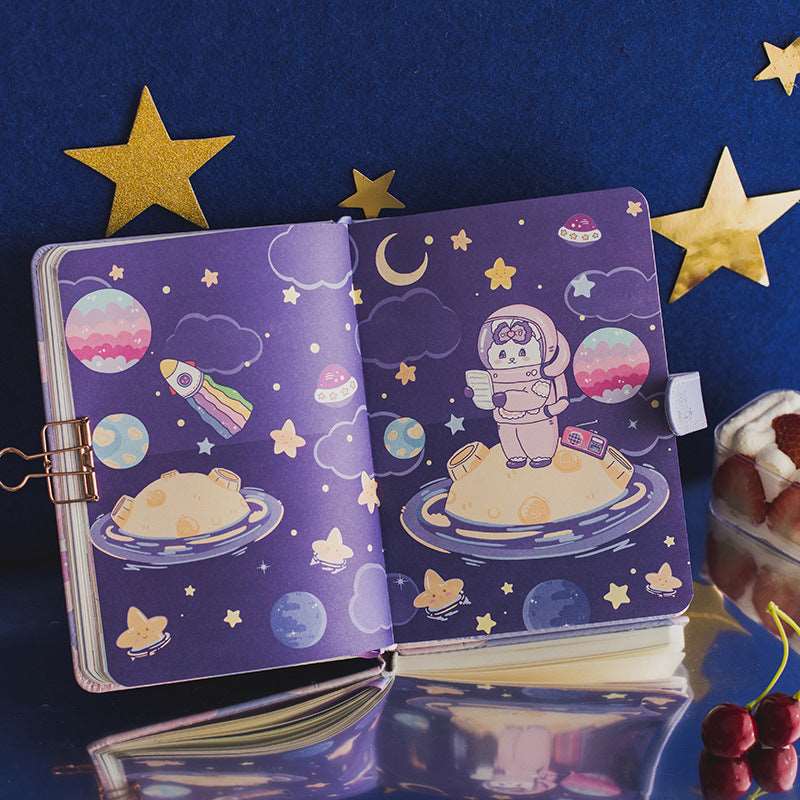 Magnetic Buckle Notebook Juvenile Rabbit Pudding Series Cartoon Cute Wind Hand Account Decoration Material Notebook Wakaii