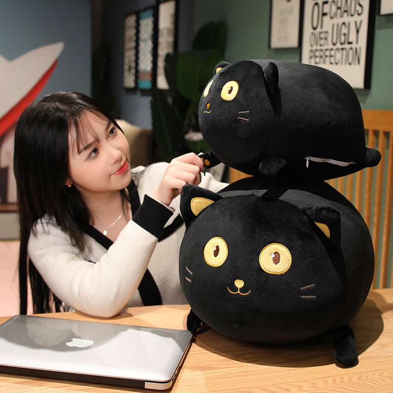 Leo the Wide-Eyed Kawaii Black Cat Plushie Wakaii