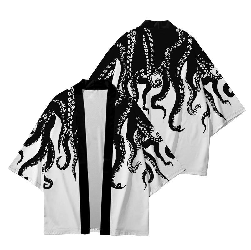 Octopus Print Japanese Kimono Wakaii