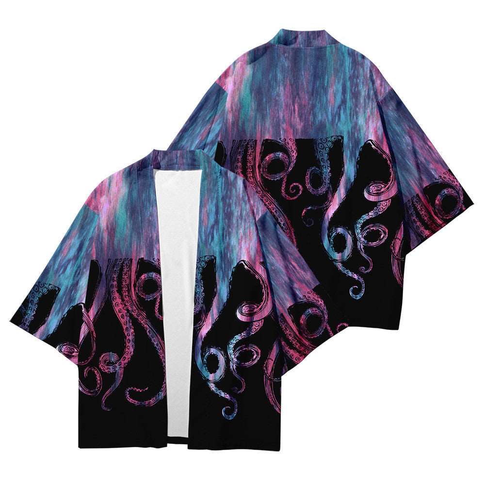 Octopus Print Japanese Kimono