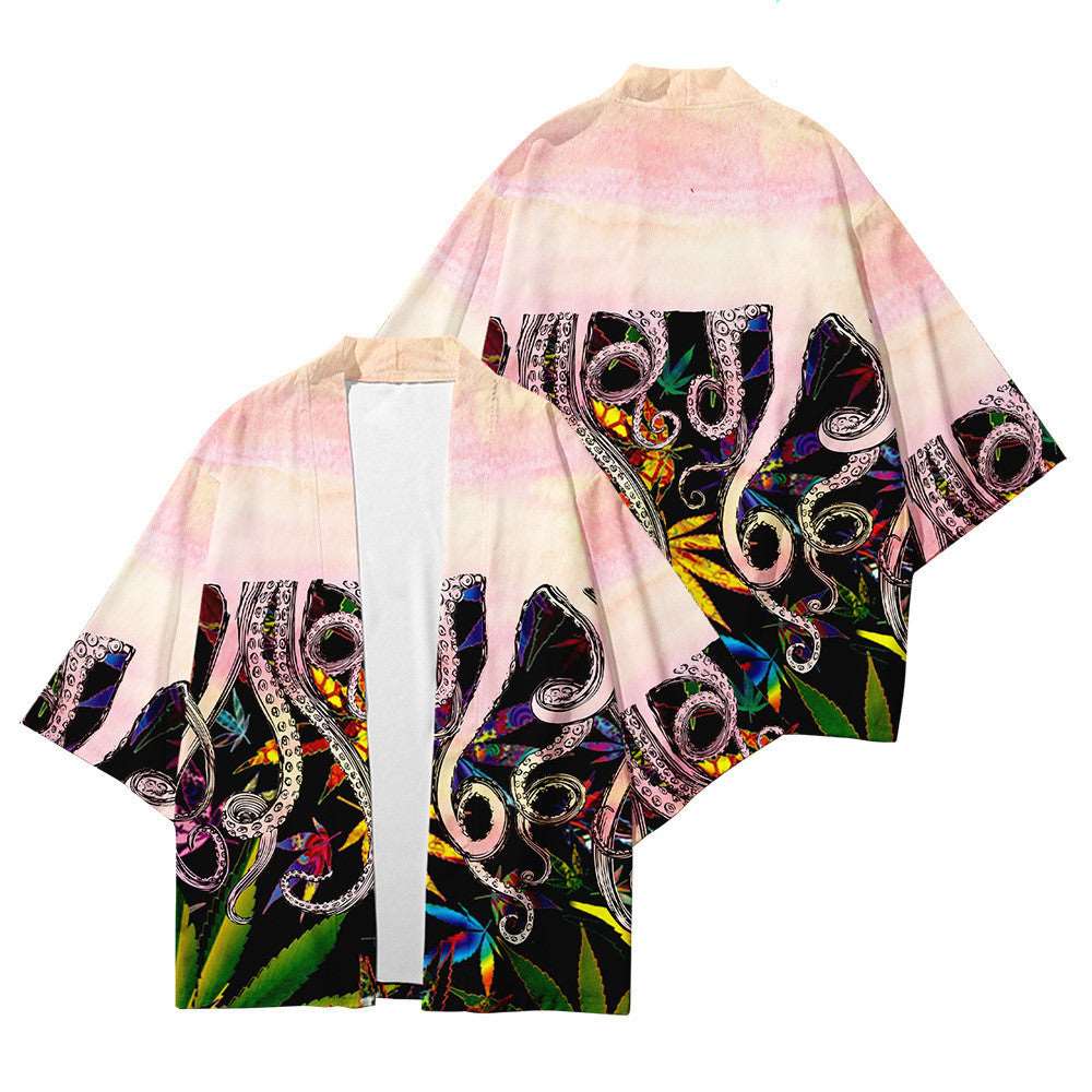 Octopus Print Japanese Kimono