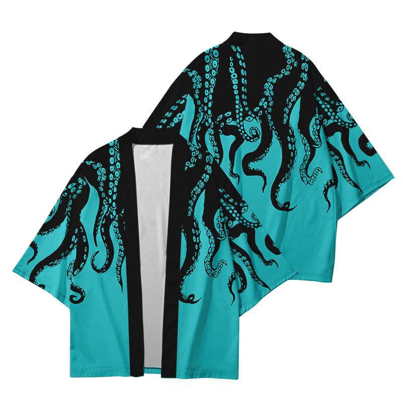 Octopus Print Japanese Kimono
