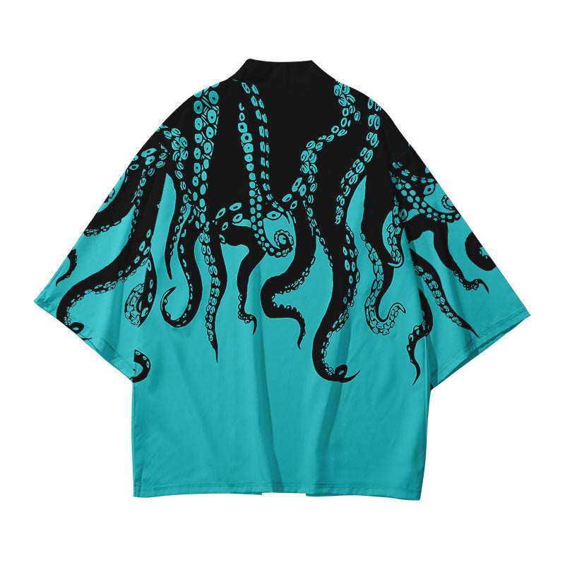 Octopus Print Japanese Kimono