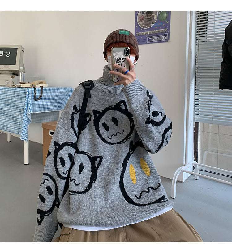 Retro Ghost Land Turtleneck Sweater