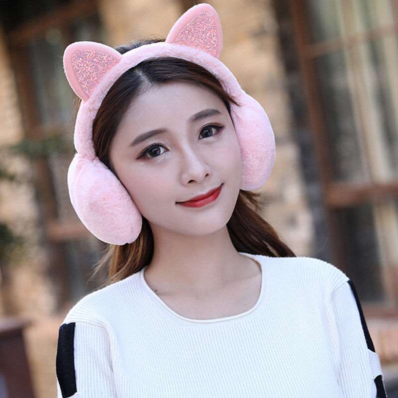 Sparkle Kitty Plush Earmuffs Wakaii