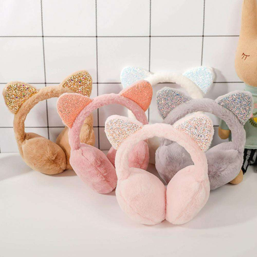 Sparkle Kitty Plush Earmuffs Wakaii