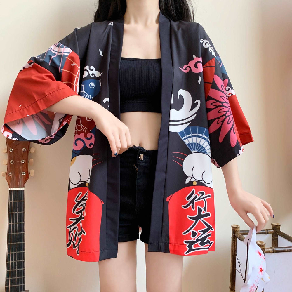 Traditional Chinese Lucky Cat Kimono