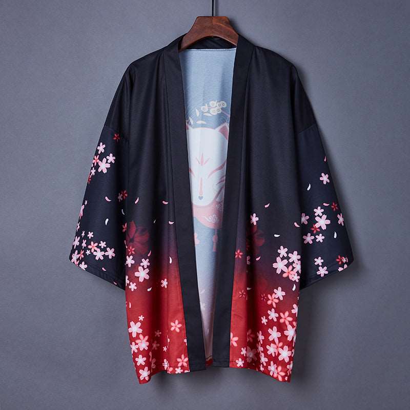 Traditional Red Fox Mask Kimono