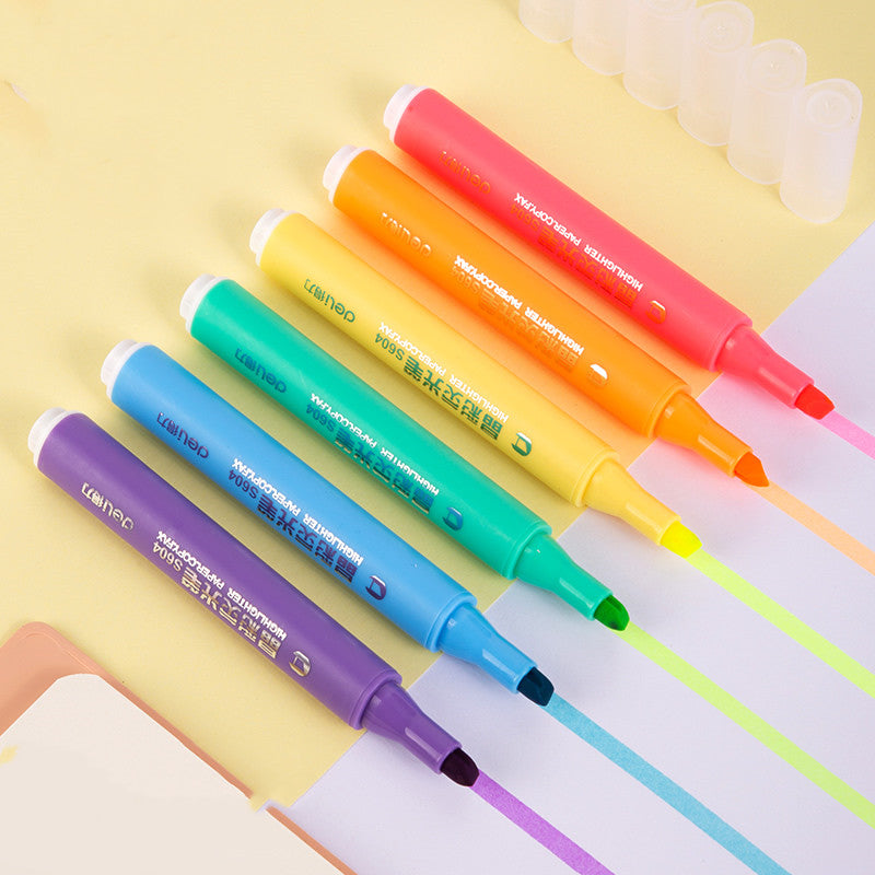 Soft color highlighter students use the highlight marker pen to make notes, children's drawing axe pen Wakaii
